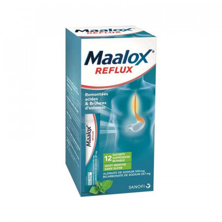 Maalox Reflux Menthe sans sucre 12 sachets - Univers Pharmacie