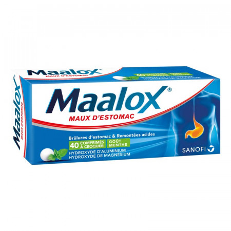 Maalox Maux d'Estomac Menthe sans sucre 40 comprimés - Univers Pharmacie