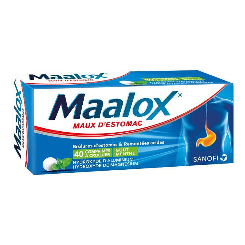 Maalox Maux d'Estomac Menthe sans sucre 40 comprimés - Univers Pharmacie