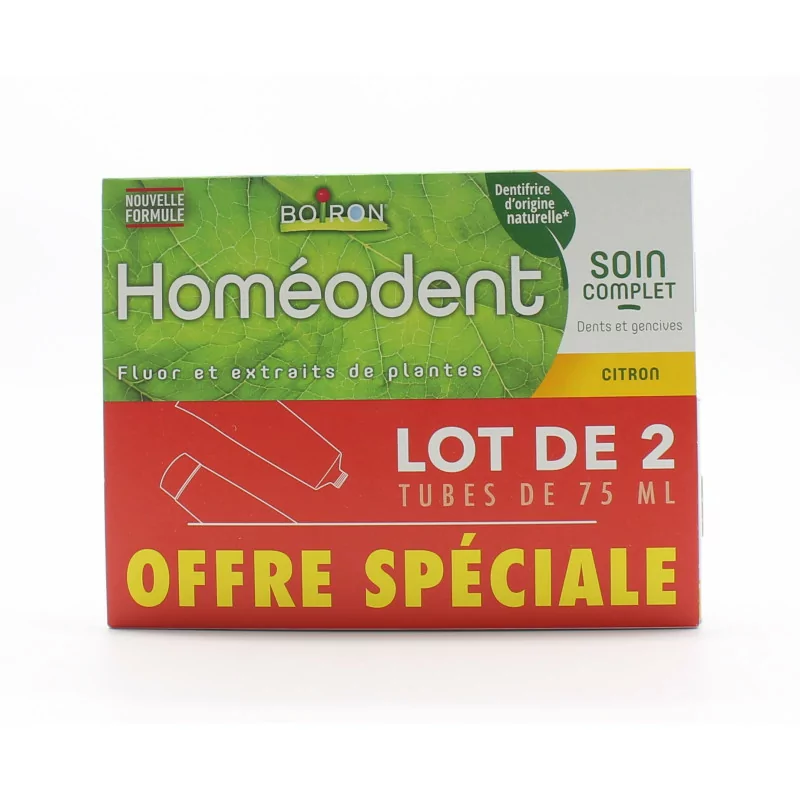 Boiron Homéodent Dentifrice Soin Complet Citron 2X75ml - Univers Pharmacie