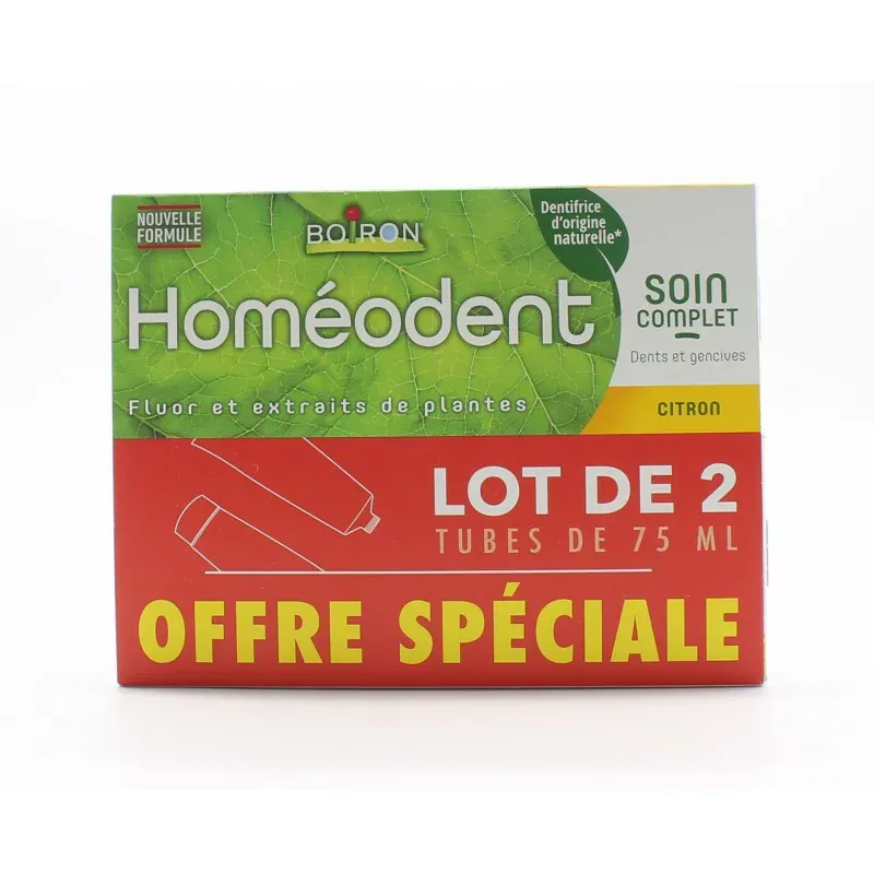 Boiron Homéodent Dentifrice Soin Complet Citron 2X75ml - Univers Pharmacie Boiron Homéodent Dentifrice Soin Complet Citron 2X75ml - Univers Pharmacie
