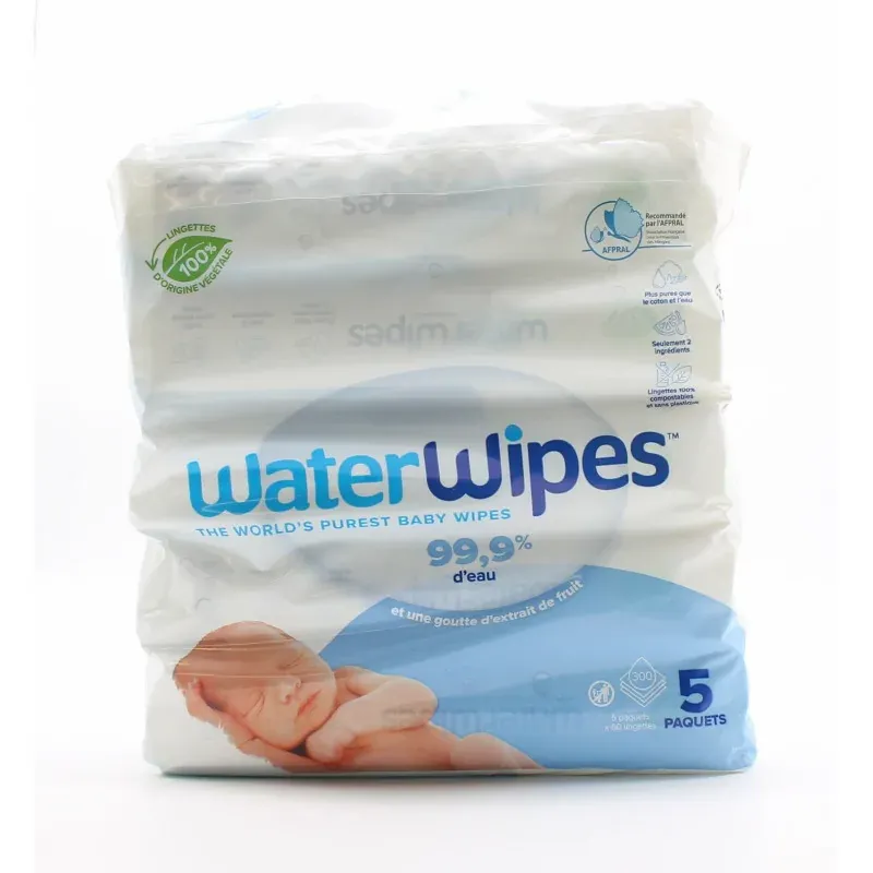 WaterWipes Lingettes 5X60 - Univers Pharmacie