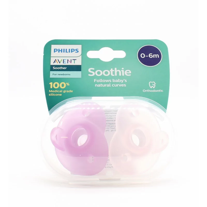 Philips Avent Sucettes Soothie 0-6m Rose X2 - Univers Pharmacie