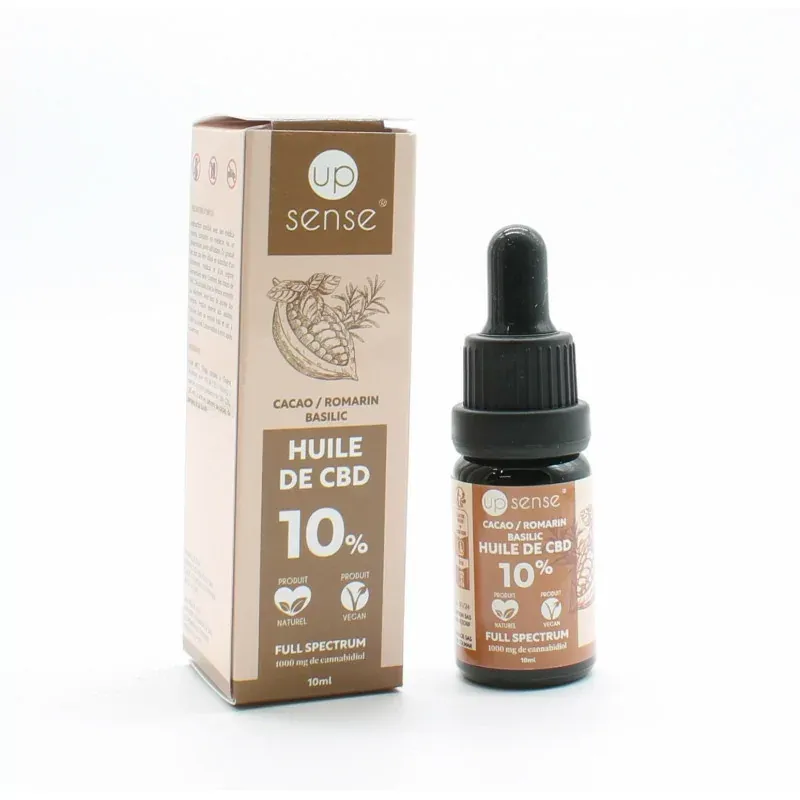 Up Sense Huile de CBD 10% Cacao Romarin Basilic 10ml - Univers Pharmacie