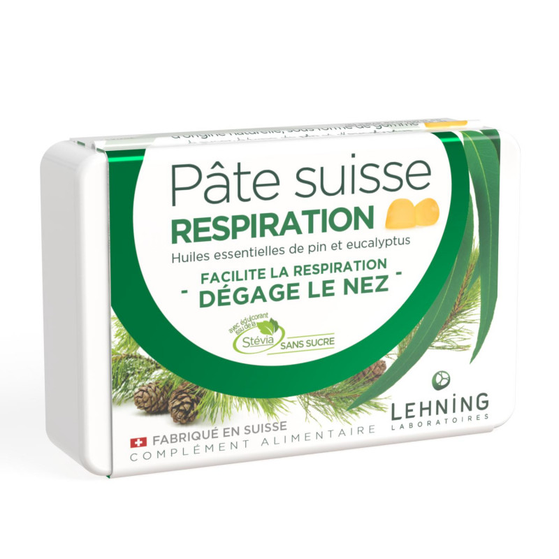 Lehning Pâte Suisse Respiration 40 gommes - Univers Pharmacie