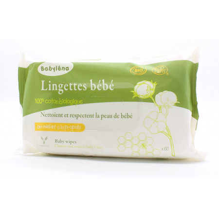 Babyléna Lingettes Bébé 100% Coton Biologique x60 - Univers Pharmacie