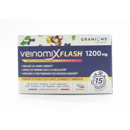 Granions Veinomix Flash 1200mg 30 comprimés - Univers Pharmacie