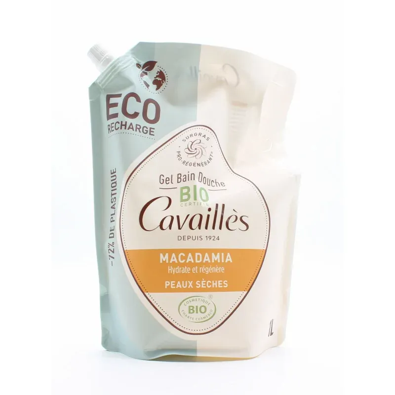 Cavaillès Gel Bain Douche Bio Macadamia Recharge 1L - Univers Pharmacie