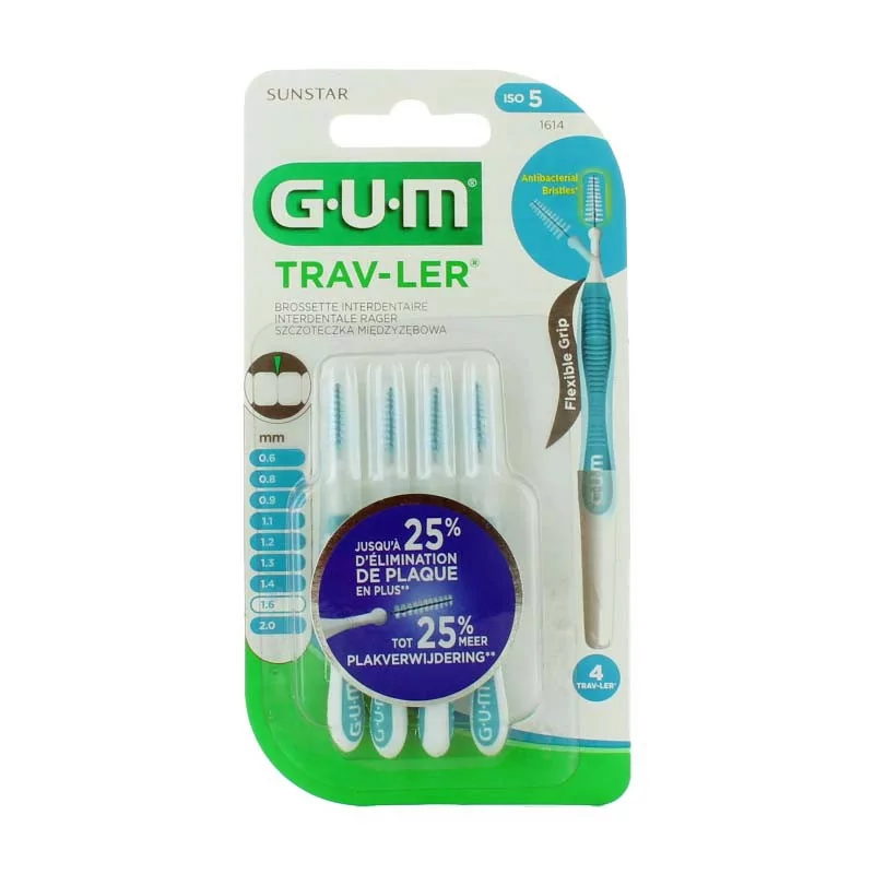 GUM Trav-Ler 1614 Brossettes Interdentaires 1,6mm X4 - Univers Pharmacie