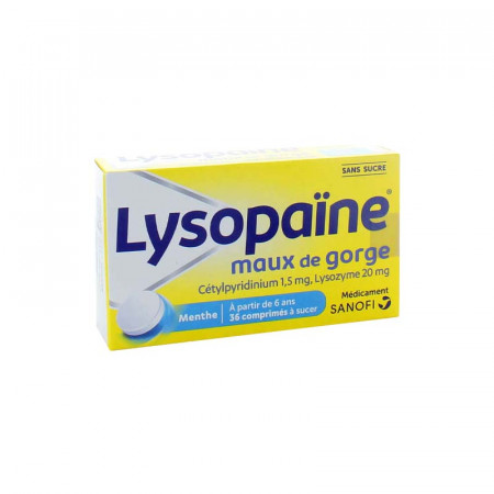 Lysopaïne Maux de Gorge sans sucre 36 comprimés - Univers Pharmacie