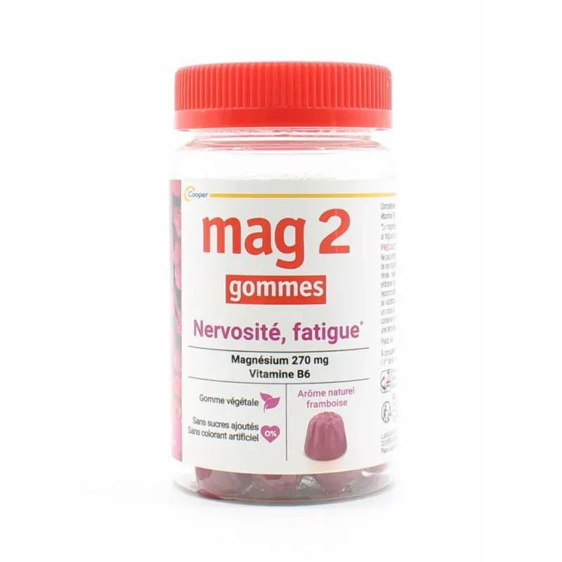 Cooper Mag 2 Goût Framboise 45 gommes - Univers Pharmacie