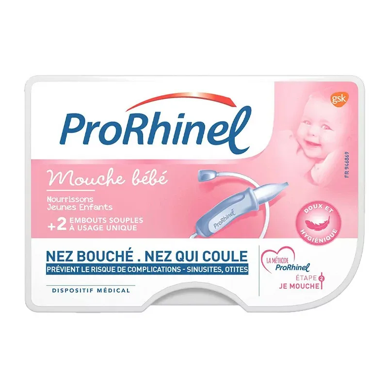 ProRhinel Mouche Bébé + 2 embouts souples jetables - Univers Pharmacie