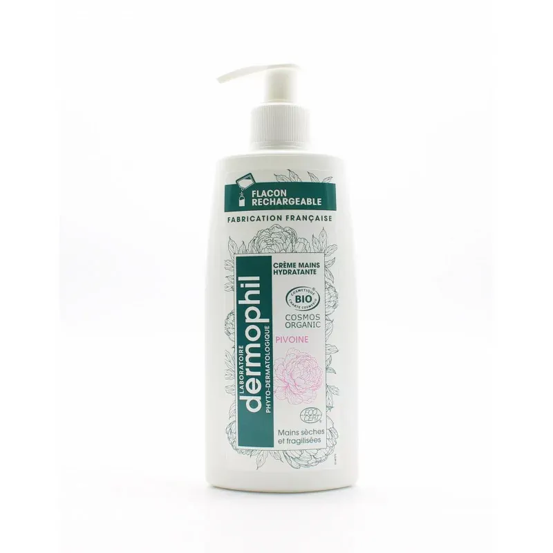 Dermophil Crème Mains Hydratante Bio Pivoine 200ml - Univers Pharmacie