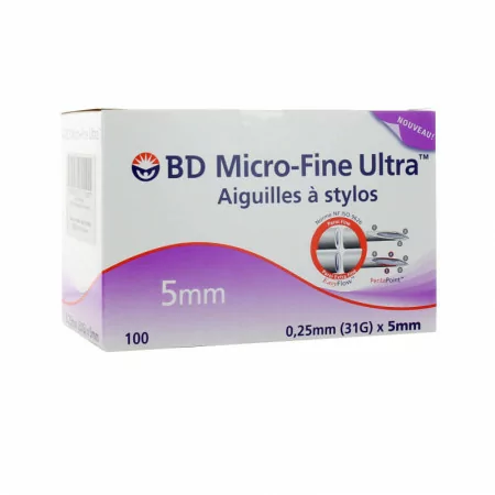 Aiguilles à Stylo BD Micro-Fine Ultra 5mm 100 pièces - Univers Pharmacie