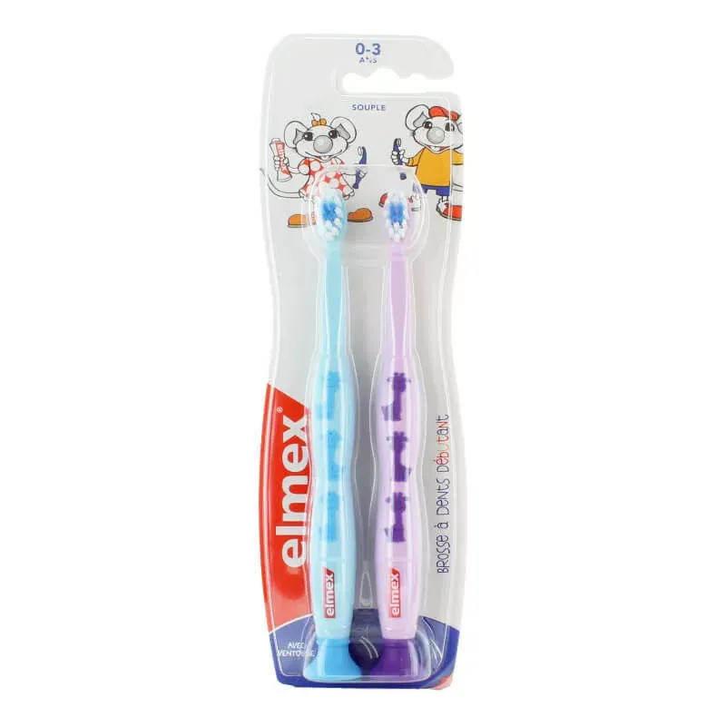 Elmex Brosse à Dents Débutant 0-3 ans X2 - Univers Pharmacie
