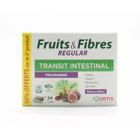 Fruits & Fibres Regular Transit Intestinal 24 cubes à mâcher - Univers Pharmacie