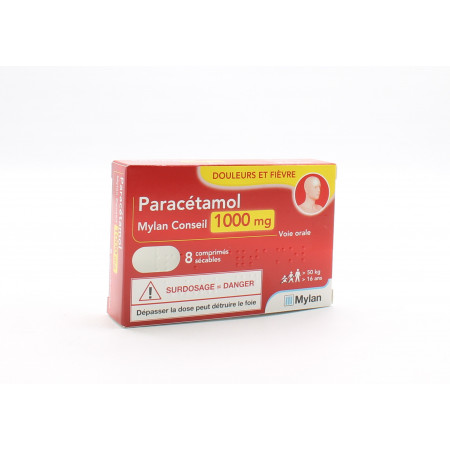 Paracétamol Mylan Conseil 1000mg 8 comprimés - Univers Pharmacie