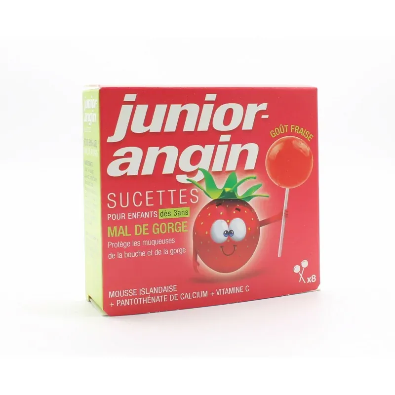 Junior-angin Sucettes pour Enfants Mal de Gorge X8 - Univers Pharmacie