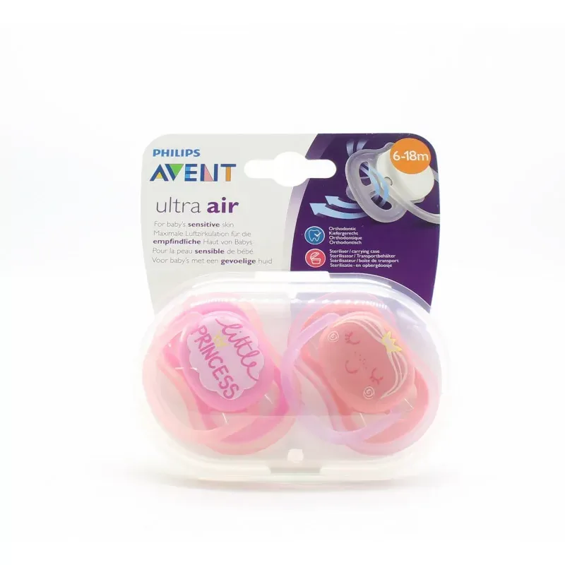 Philips Avent Ultra Air Sucette 6-18m Little Princess X2 - Univers Pharmacie