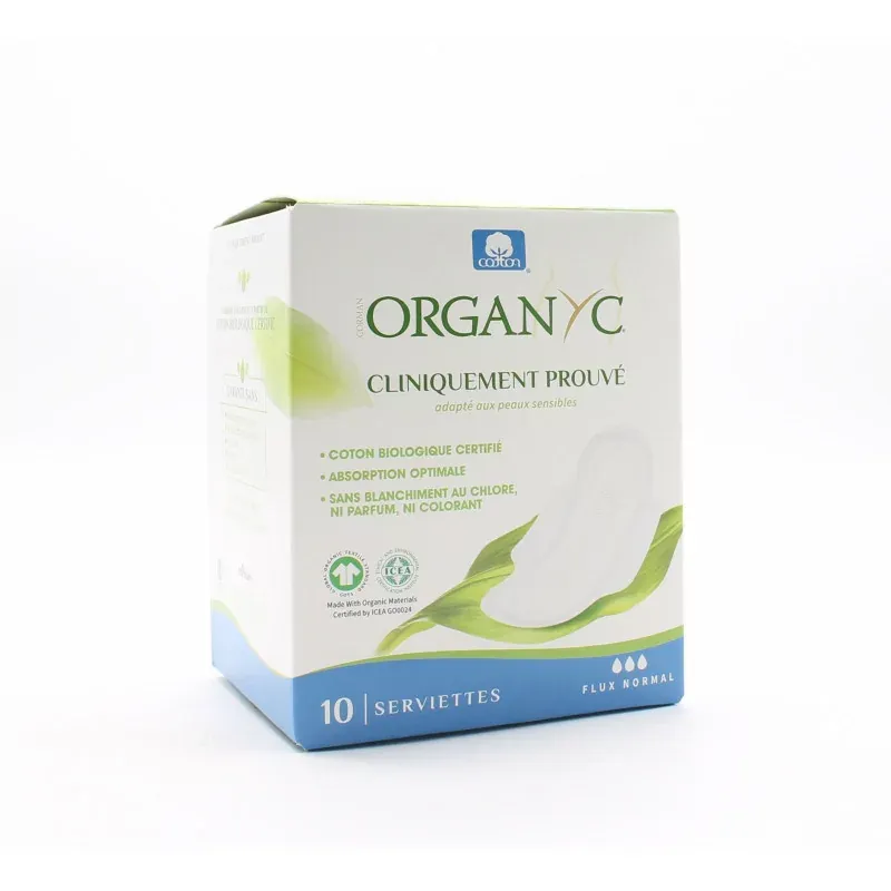 Organyc Seviettes Flux Normal X10 - Univers Pharmacie