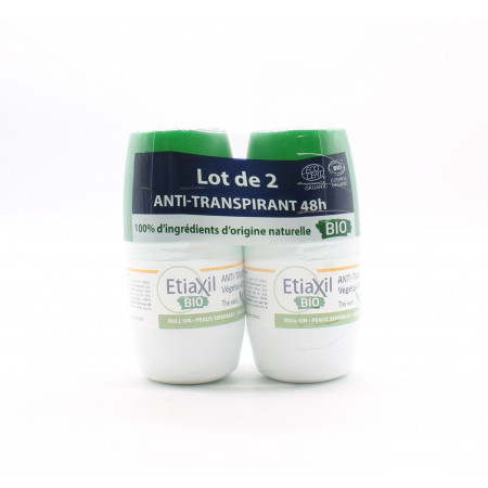 Etiaxil Bio Anti-transpirant Végétal 48h Thé Vert 50mlX2 - Univers Pharmacie