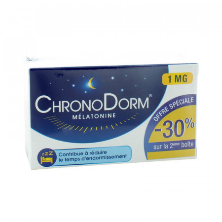 ChronoDorm Mélatonine 1mg 2X30 comprimés - Univers Pharmacie