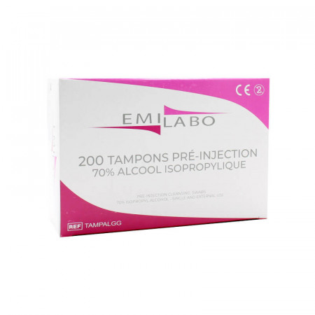 Emilabo 200 Tampons Pré-injection 70% Alcool...