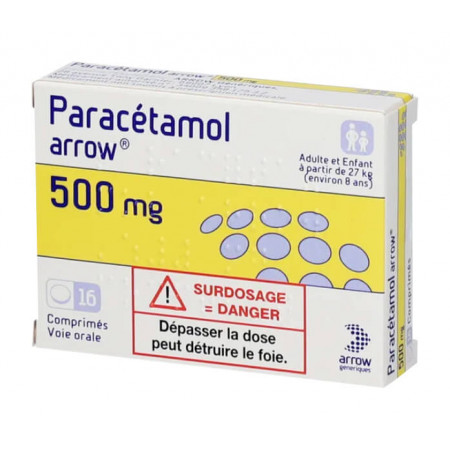 Paracétamol Arrow 500mg 16 comprimés - Univers Pharmacie