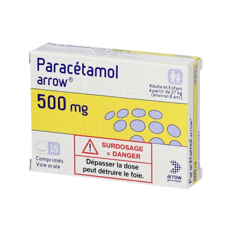 Paracétamol Arrow 500mg 16 comprimés - Univers Pharmacie