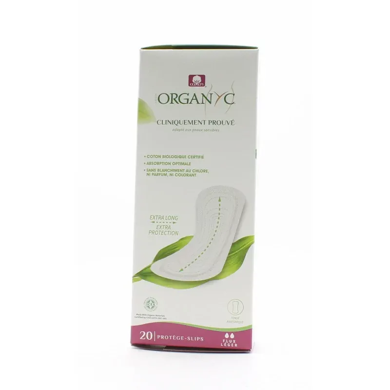 Organyc Protège-slips Extra Long Flux Léger x20 - Univers Pharmacie