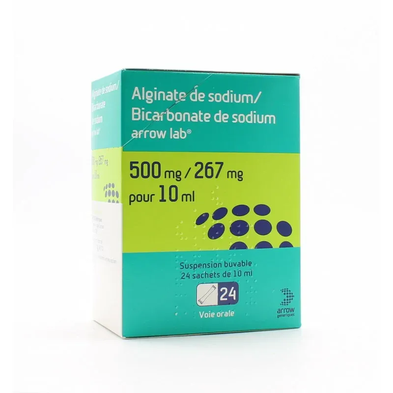 Alginate de Sodium/Bicarbonate de Sodium Arrow Lab 500mg/267mg 24 sachets - Univers Pharmacie