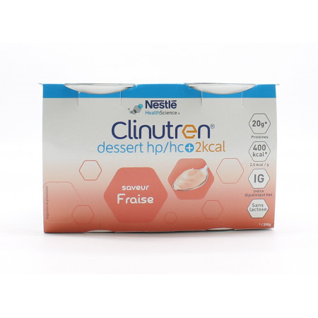 Clinutren Dessert HP/HC +2 Kcal Saveur Fraise 4x200g - Univers Pharmacie