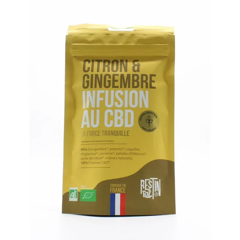 Rest in Tizz Infusion au CBD Citron & Gingembre 50g - Univers Pharmacie