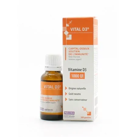 Vital D3 Vitamine D3 1000UI 500 gouttes - Univers Pharmacie