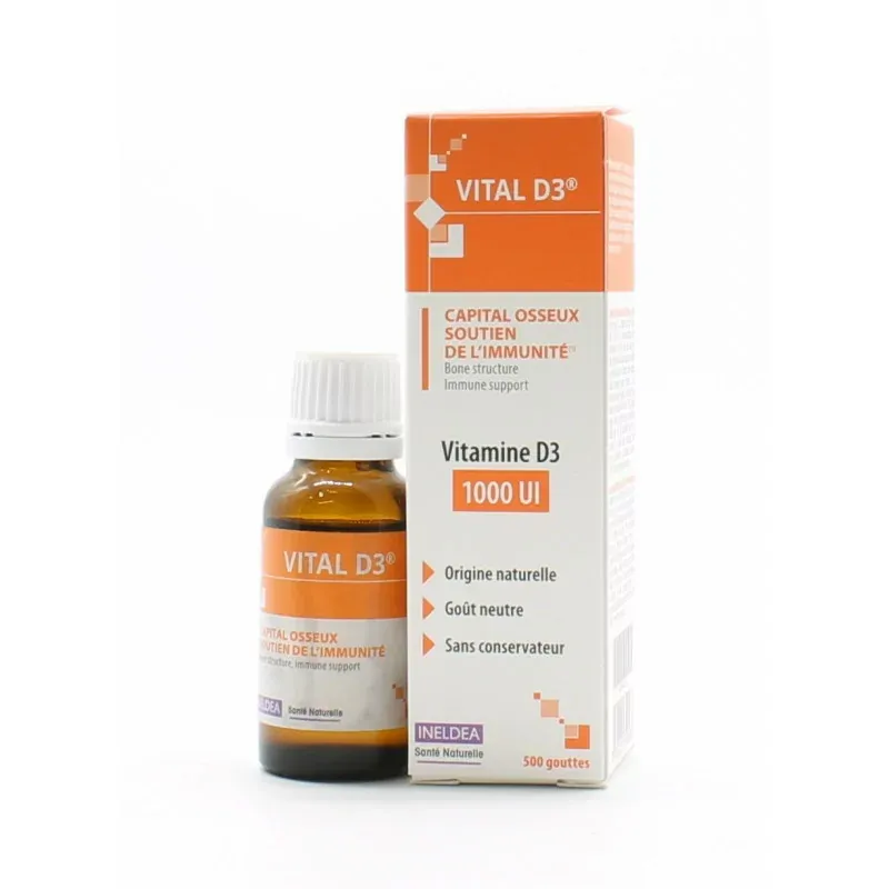 Vital D3 Vitamine D3 1000UI 500 gouttes - Univers Pharmacie