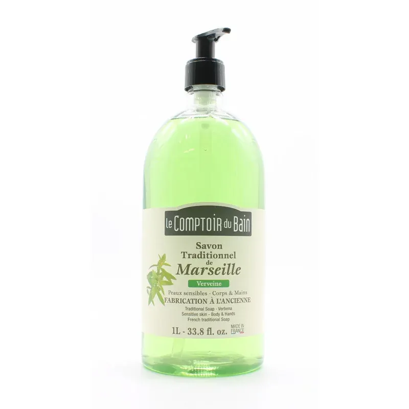 Le Comptoir du Bain Savon de Marseille Verveine 1L - Univers Pharmacie