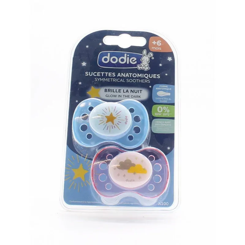 Dodie Sucette Anatomique +6mois Nuit X2 - Univers Pharmacie
