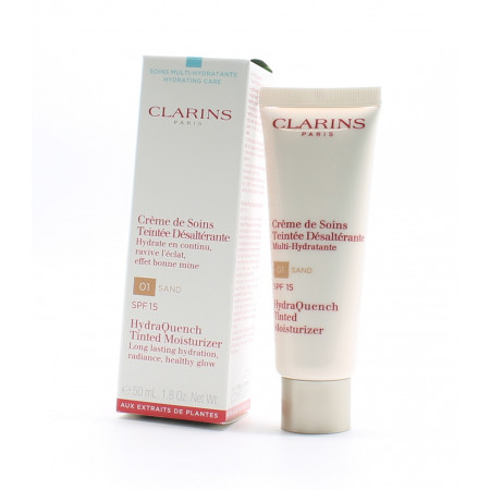 Clarins Crème de Soins Teintée Désaltérante 01 Sand SPF15 50ml - Univers Pharmacie