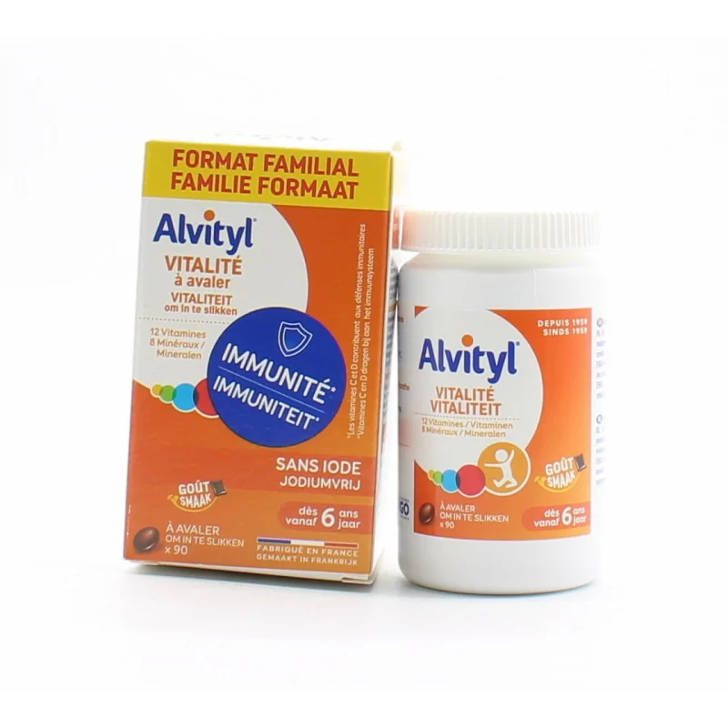 Alvityl - Comprimés à croquer Vitalité - 12 vitamines et 8 minéraux - Dès 4  ans - 30 comprimés