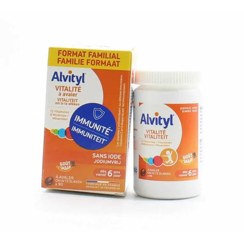 Alvityl Vitalité 12 Vitamines 8 Minéraux Goût Chocolat 90 comprimés - Univers Pharmacie