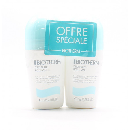 Biotherm Deo Pure Roll-on Anti-transpirant 2X75ml - Univers Pharmacie