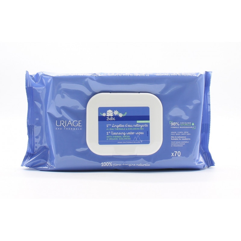 Uriage Bébé 1ères Lingettes d'Eau Nettoyantes X70 - Univers Pharmacie