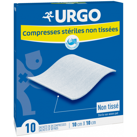 Urgo Compresses Stériles Non Tissées 10X10cm 10 sachets - Univers Pharmacie