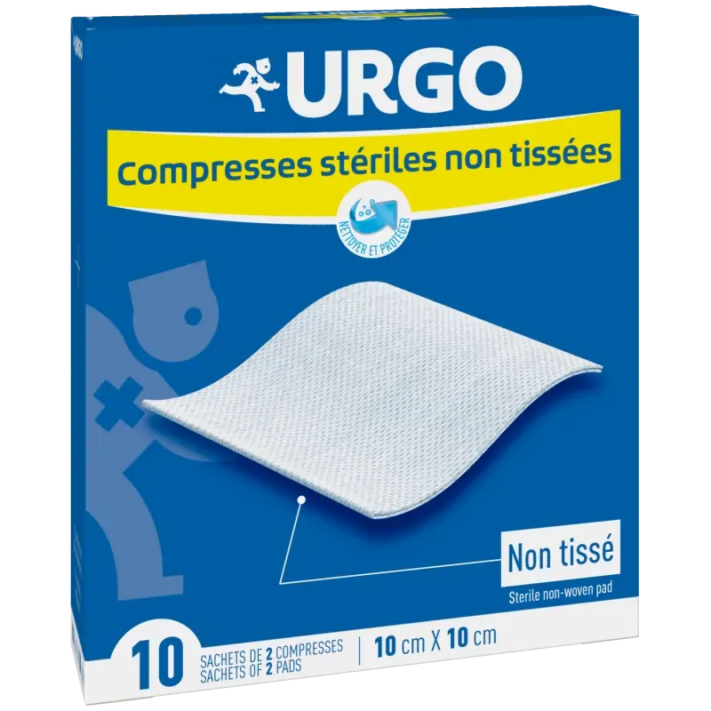 Urgo Compresses Stériles Non Tissées 10X10cm 10 sachets - Univers Pharmacie