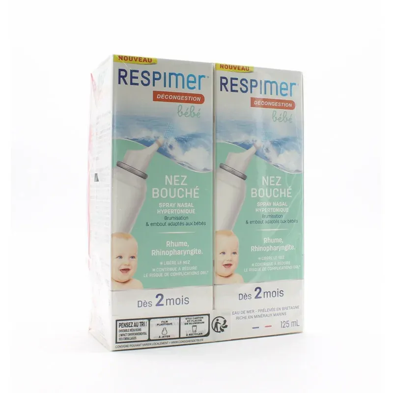 Respimer Décongestion Bébé Nez Bouché 2X125ml - Univers Pharmacie