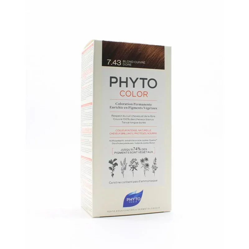 Phyto Color Kit Coloration Permanente 7.43 Blond Cuivré Doré