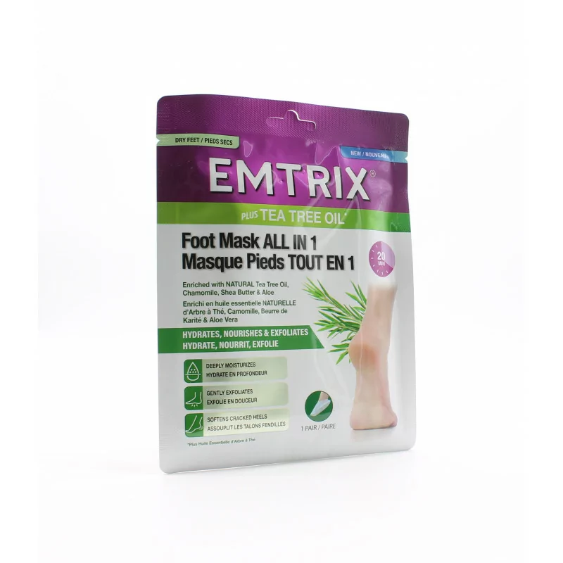 Emtrix Plus Tea Tree Oil Masque Pieds Tout en 1 - Univers Pharmacie