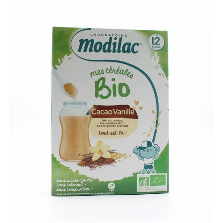 Modilac Mes Céréales Bio Cacao Vanille 250g - Univers Pharmacie
