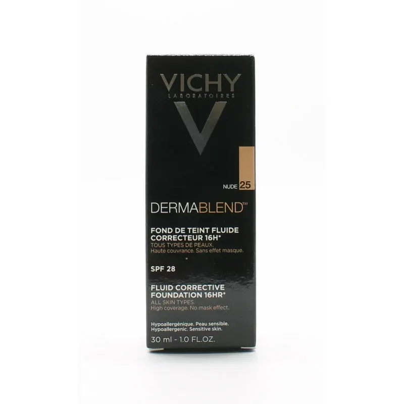 Vichy Dermablend Fond de Teint Fluide SPF28 25 Nude 30ml - Univers Pharmacie Vichy Dermablend Fond de Teint Fluide SPF28 25 Nude 30ml - Univers Pharmacie