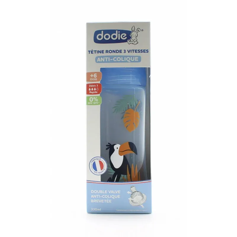 Dodie Biberon Anti-colique +6mois Toucan 330ml - Univers Pharmacie